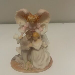 Seraphim "Wedding Angel Cake Topper" 4.5 in. #84278, bride & groom w angel